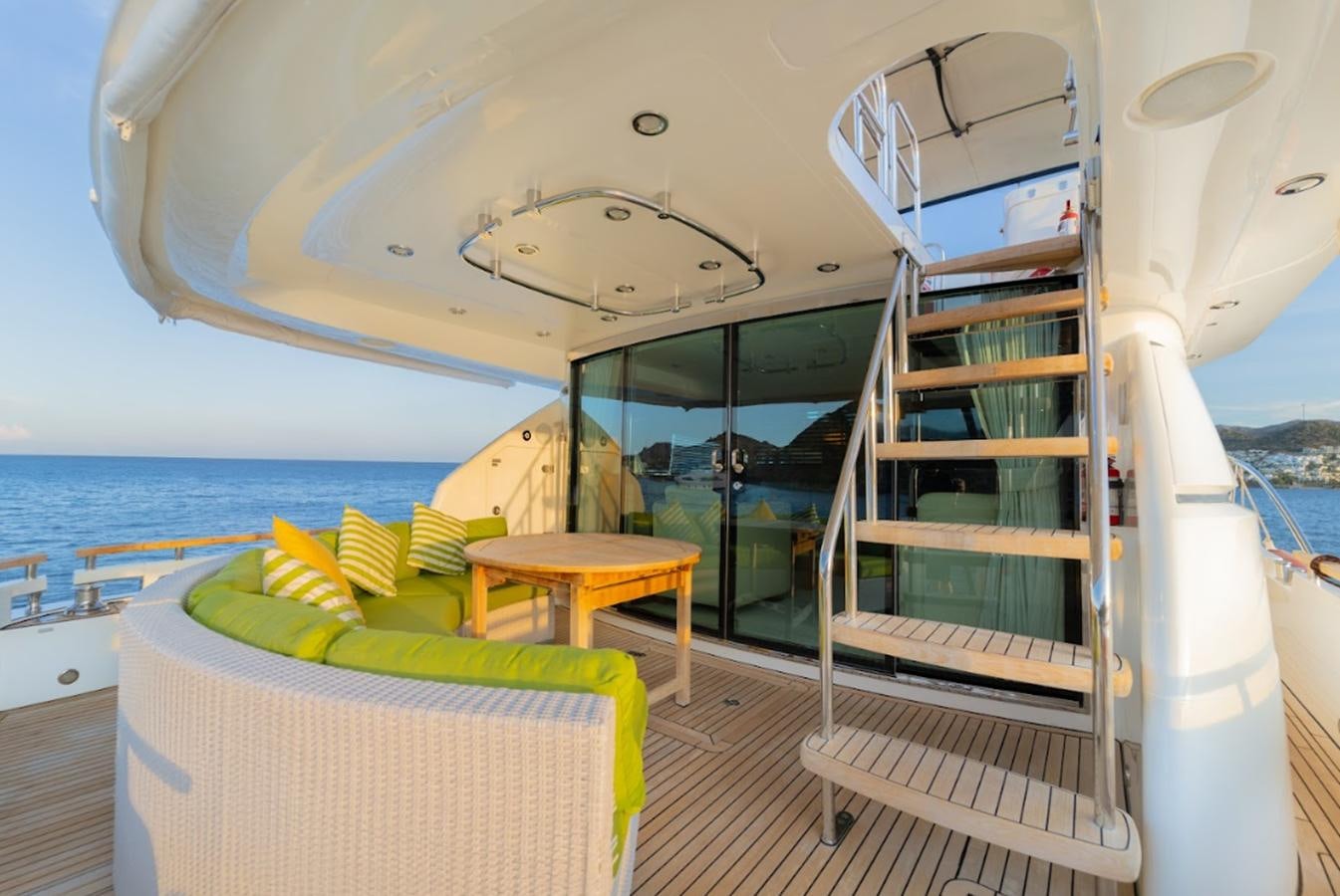 a boat with a slide aboard FAIRLINE SQUADRON 70 - 2010 Yacht for Sale