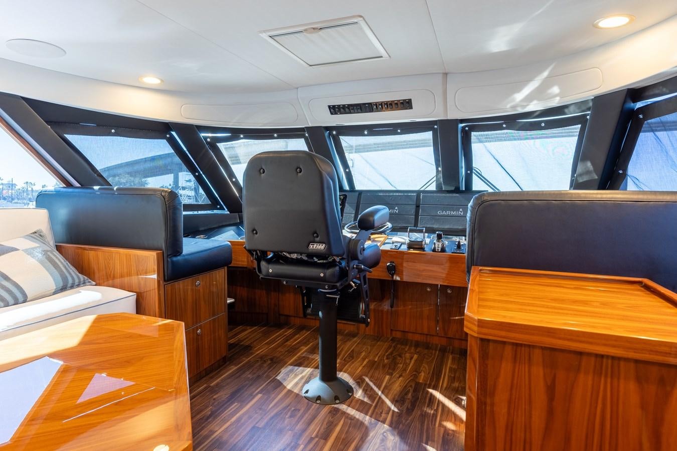 a black chair in a room aboard TEAM HARVEY Yacht for Sale