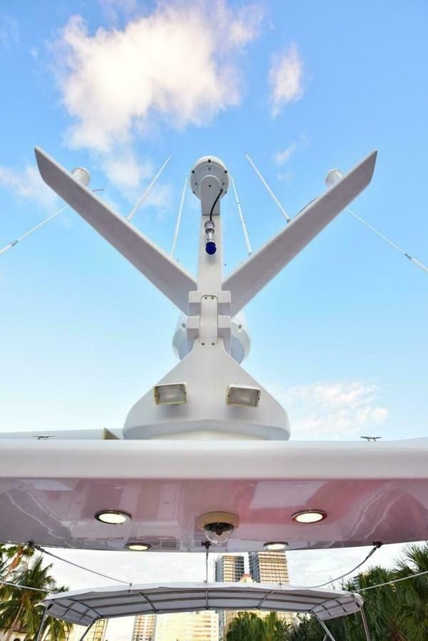 a large white satellite dish aboard WATERFORD Yacht for Sale