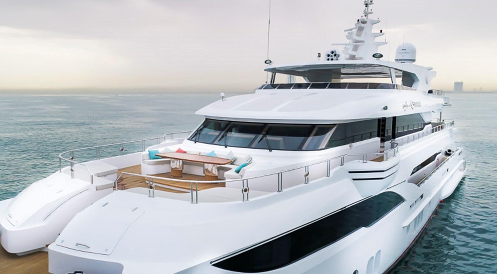 a white yacht on the water aboard SEHAMIA Yacht for Sale