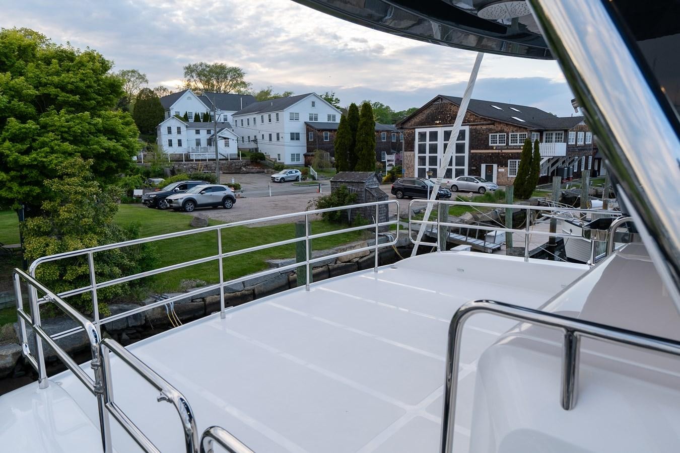 a view of a street through a window of a building aboard NEW 2023 SIRENA 68 Yacht for Sale