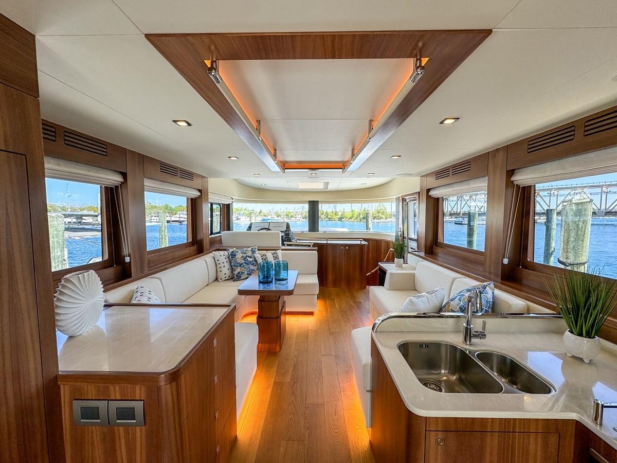 a large modern looking kitchen aboard NEW 2023 SIRENA 68 Yacht for Sale