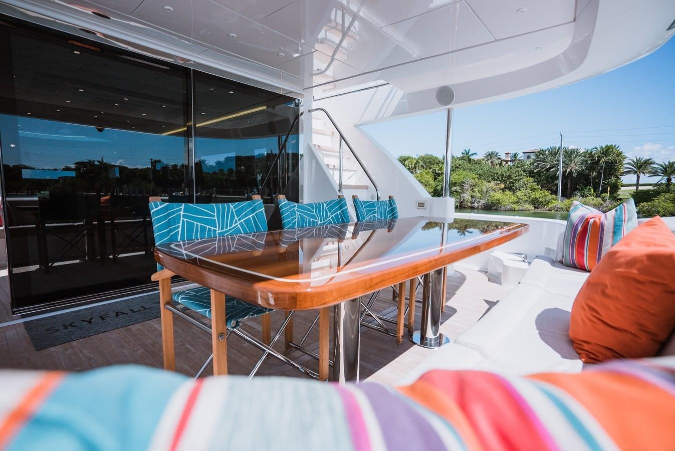 a table on a boat aboard LATITUDES Yacht for Sale