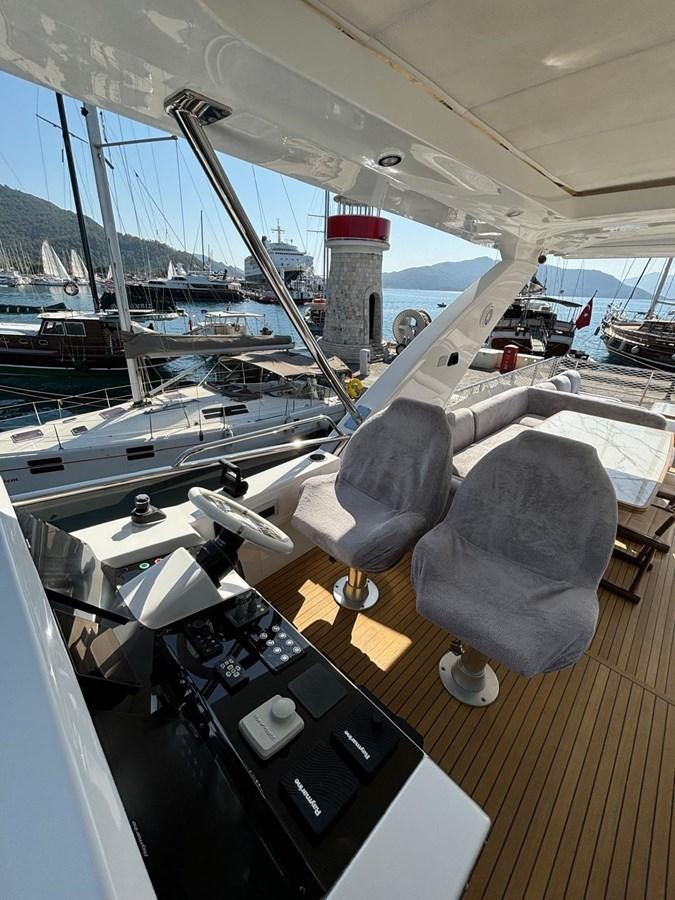 a boat with a desk and a chair on it aboard ATLANTIS OF LONDON Yacht for Sale