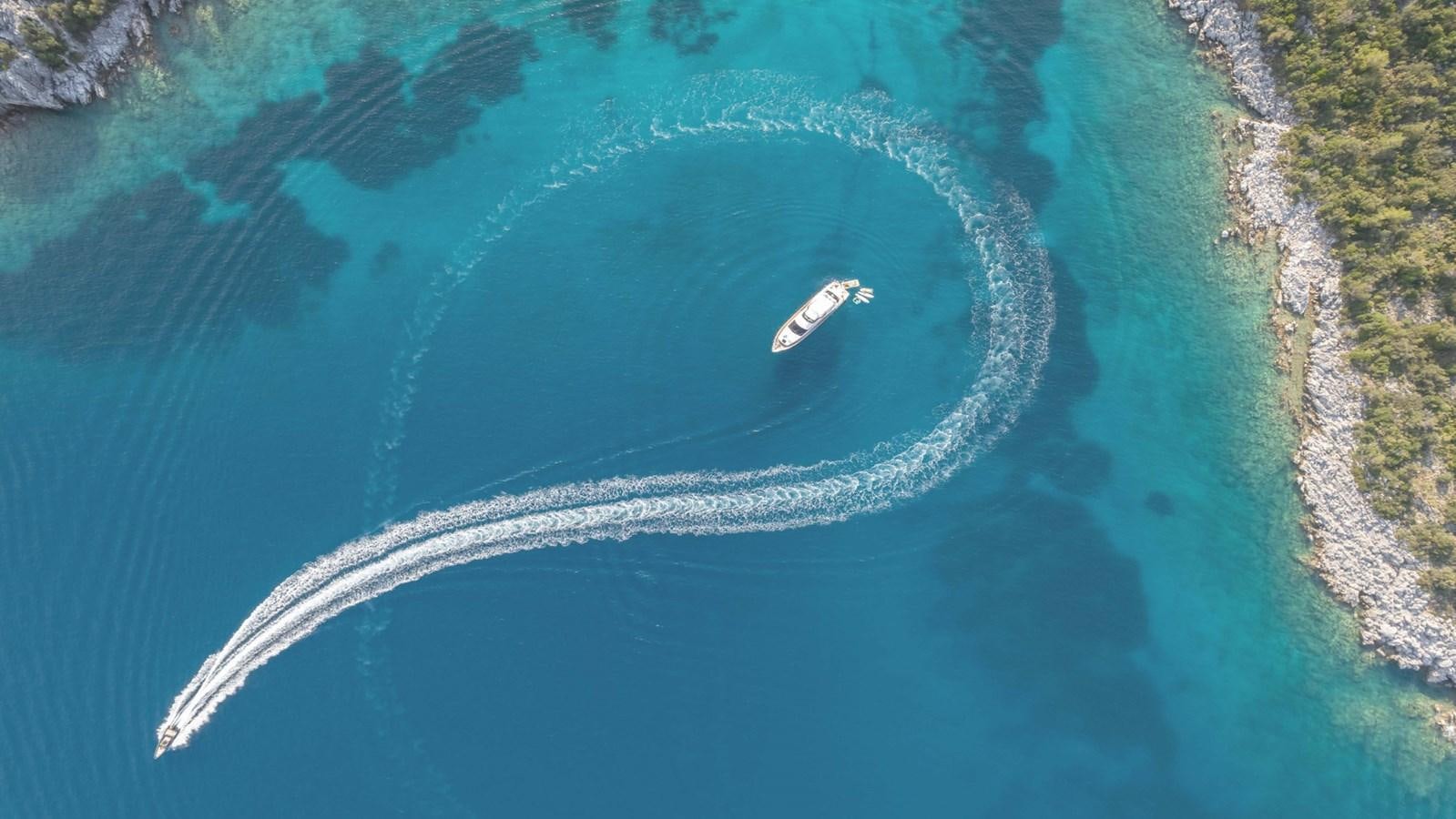 an aerial view of a beach aboard D FLAWLESS Yacht for Sale