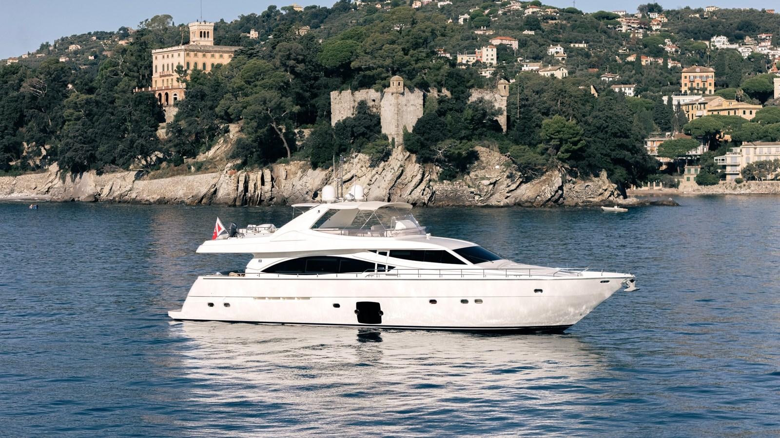a white yacht on the water aboard LADY HELENA Yacht for Sale