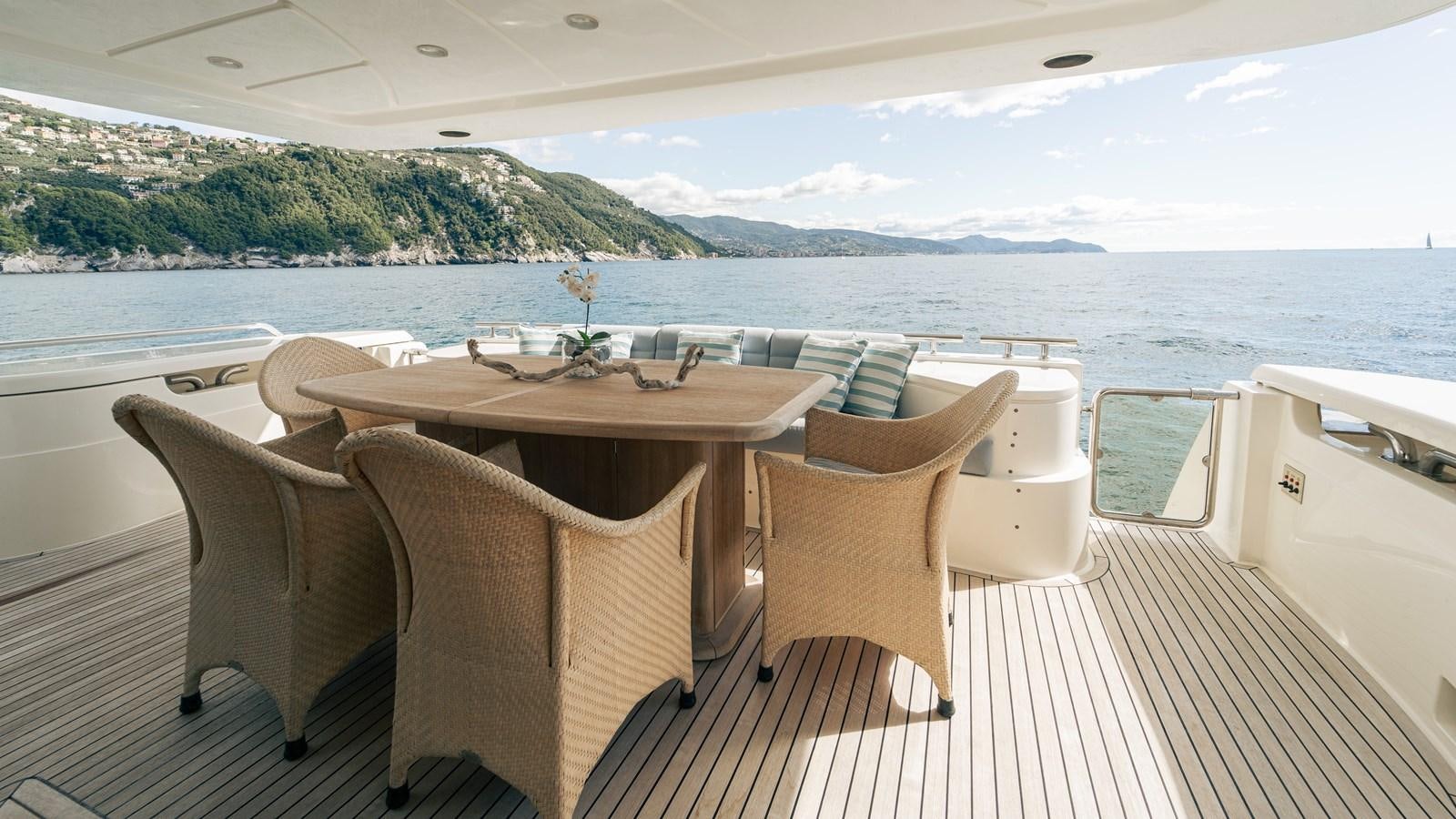 a table and chairs on a boat aboard LADY HELENA Yacht for Sale