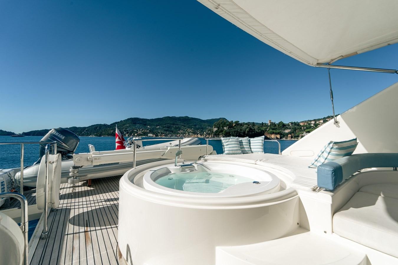 a boat on a deck aboard LADY HELENA Yacht for Sale