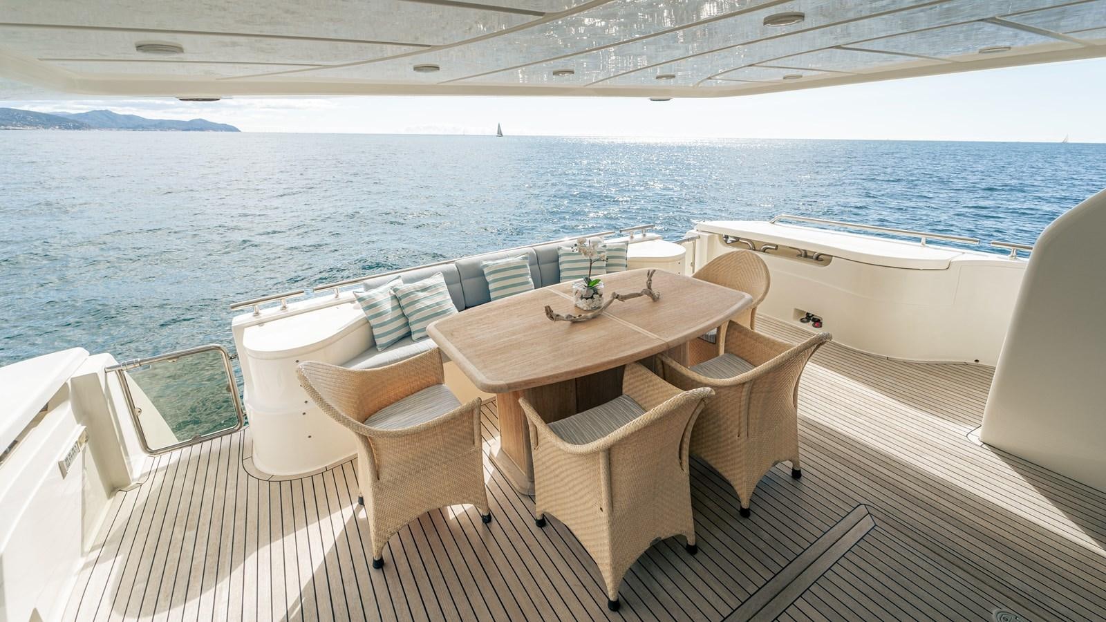 a table and chairs on a boat aboard LADY HELENA Yacht for Sale