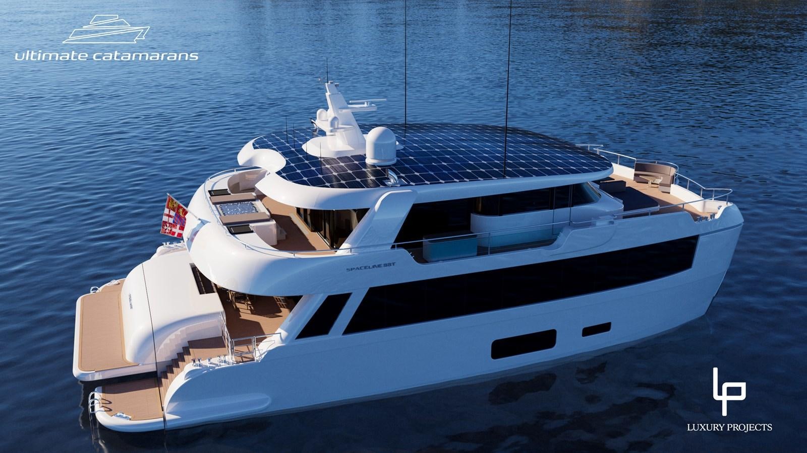 a boat on the water aboard SPACELINE 88 Yacht for Sale