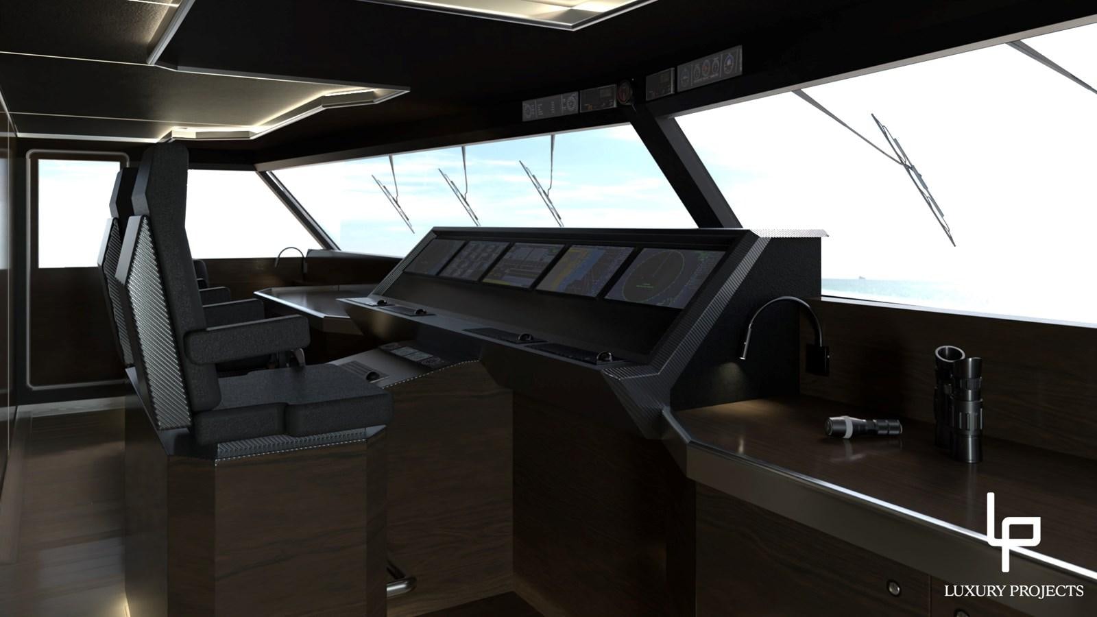 a room with a large computer monitor aboard SPACELINE 88 Yacht for Sale