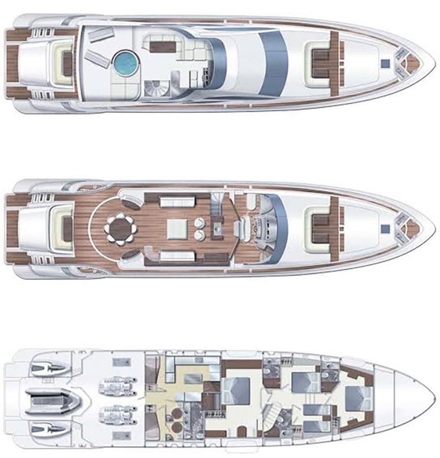 diagram, engineering drawing aboard AZIMUT 98 2009 Yacht for Sale
