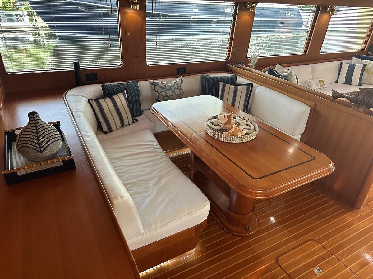 a room with a table and chairs aboard BANDOL Yacht for Sale