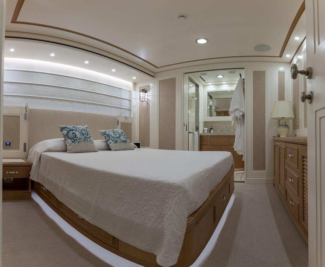 a large bedroom with a large bed aboard MY WAY Yacht for Sale