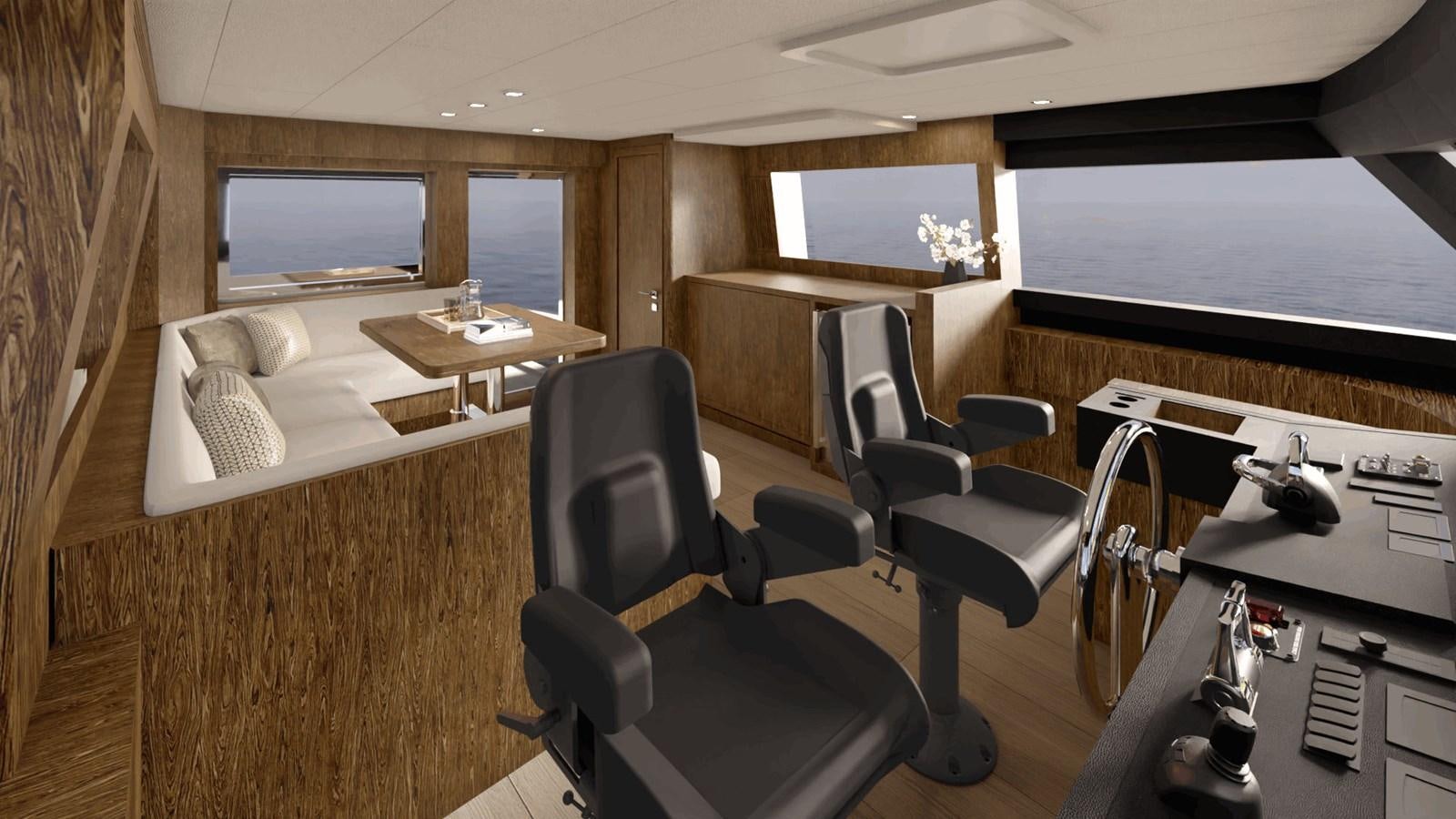 a room with a couch and a table and chairs aboard HORIZON V68 Yacht for Sale