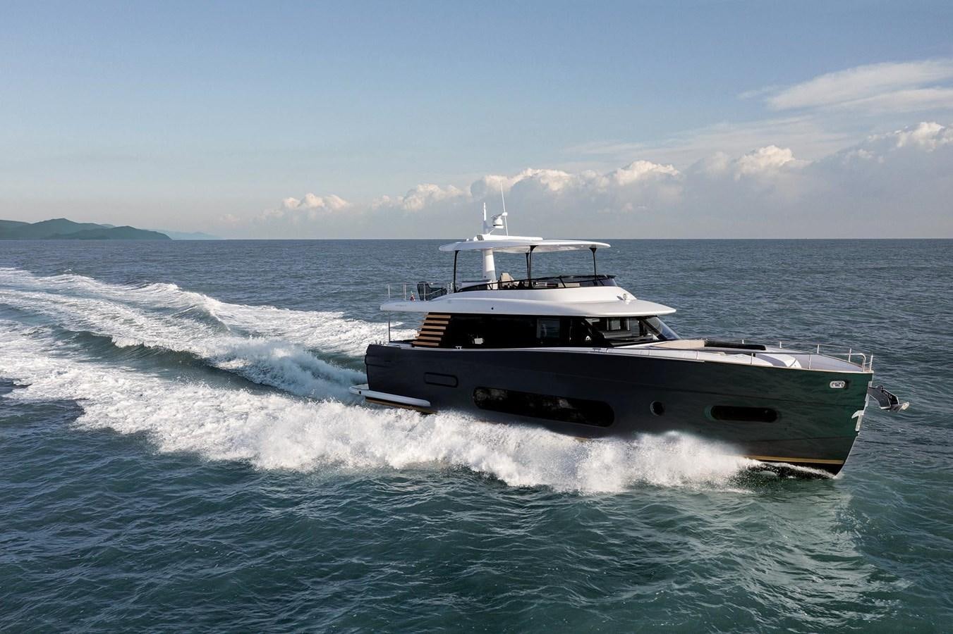 a boat on the water aboard AZIMUT MAGELLANO 66 Yacht for Sale