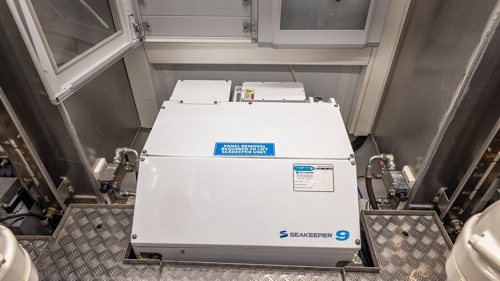 a white box with a blue label on it aboard ISLA BONITA Yacht for Sale