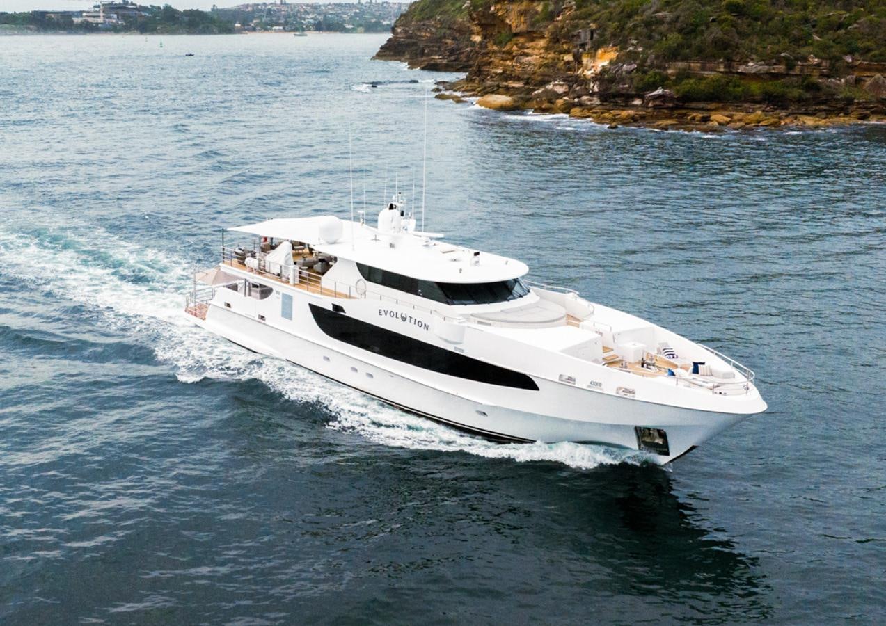 a boat on the water aboard EVOLUTION 1 Yacht for Sale