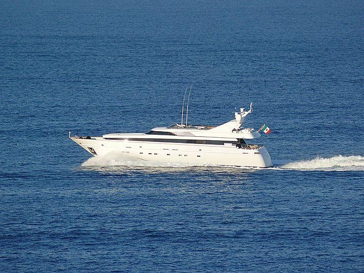 a white boat in the water aboard REGINA K Yacht for Charter