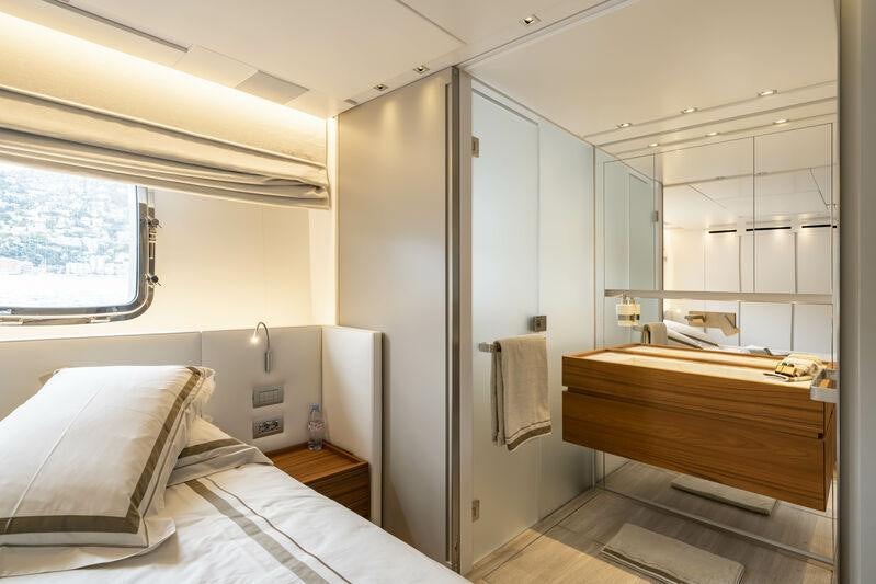 a bathroom with a bathtub and a sink aboard SALT Yacht for Charter