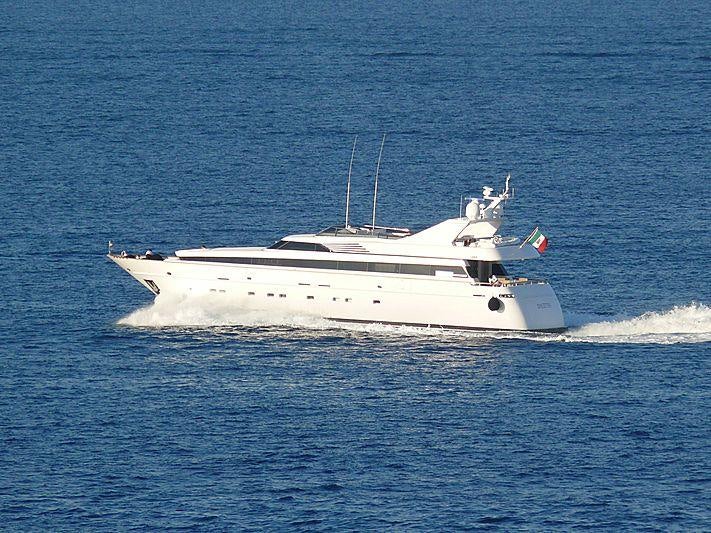 a white boat in the water aboard REGINA K Yacht for Charter