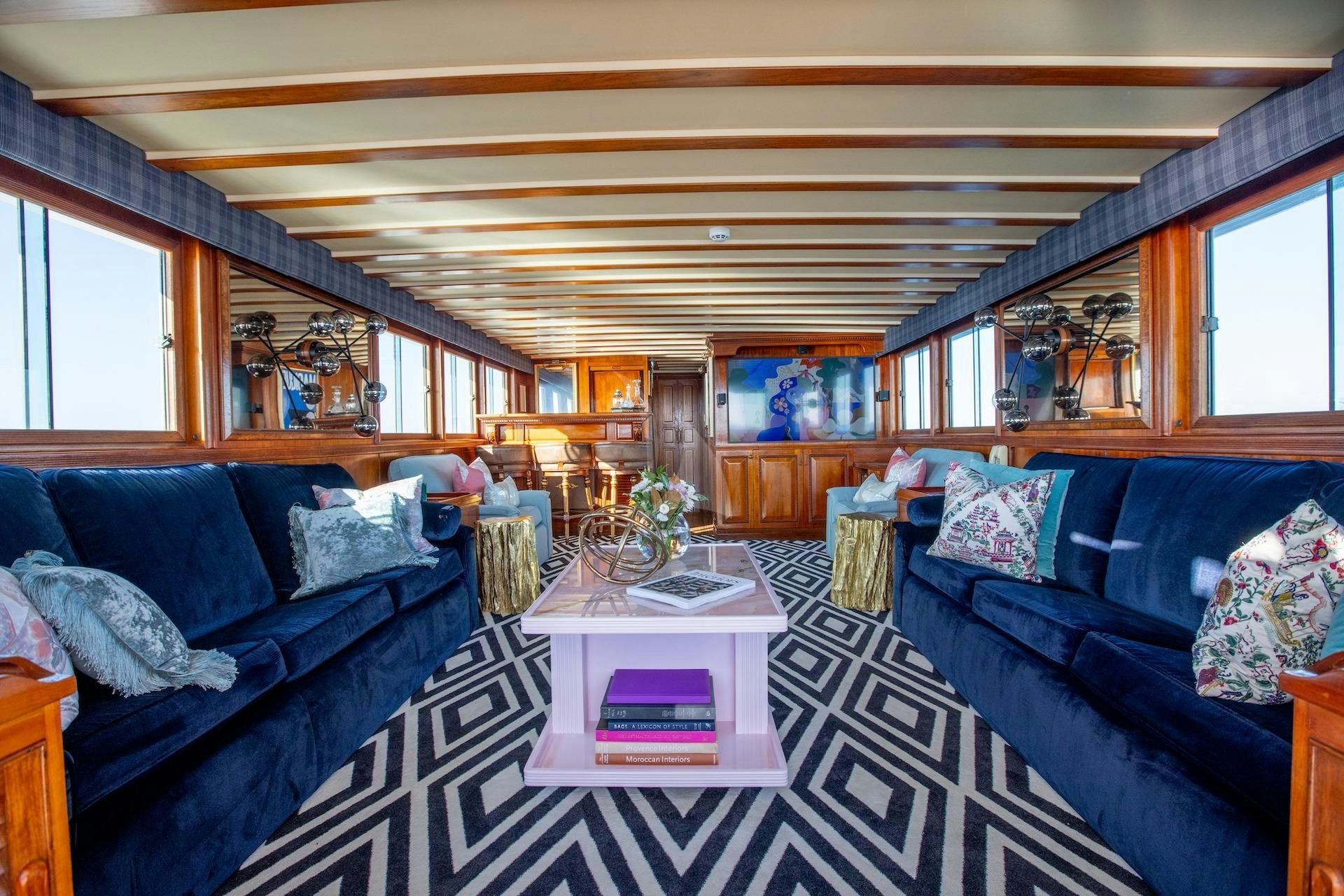 a large bedroom with a large bed aboard SEA BREEZE III Yacht for Charter