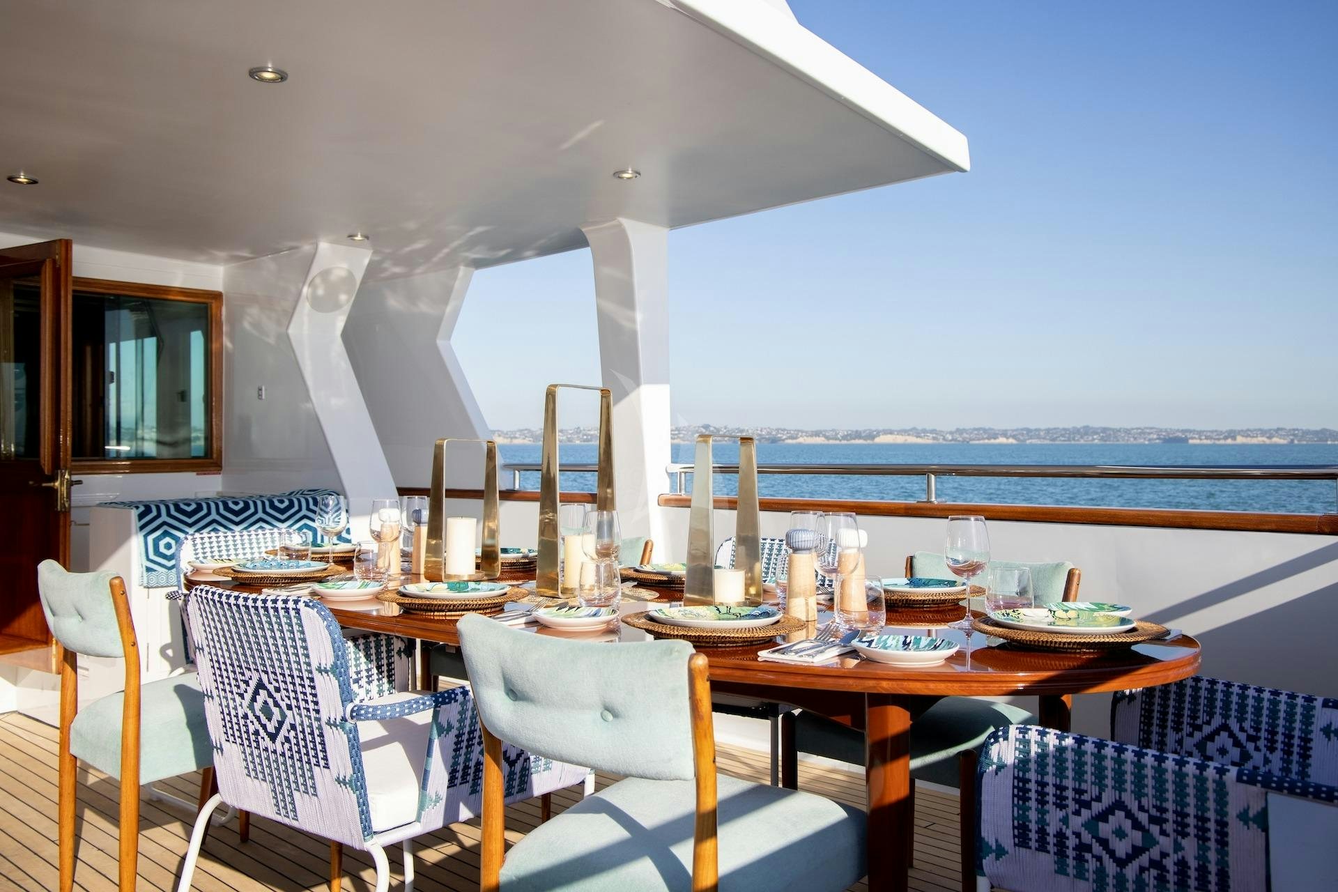 a table set for a meal aboard SEA BREEZE III Yacht for Charter