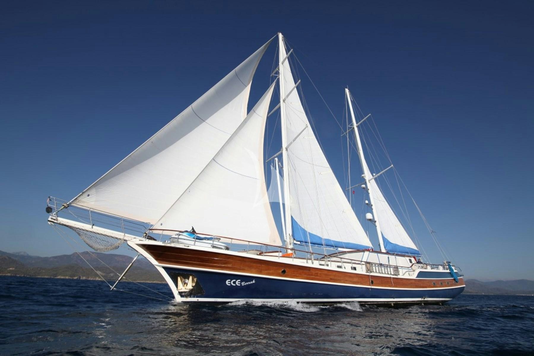 a large white boat on the water aboard ECE BERRAK Yacht for Charter
