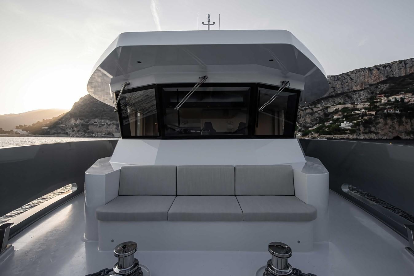 a white rectangular object with a black surface and a white surface aboard CROSSOVER 27M Yacht for Sale