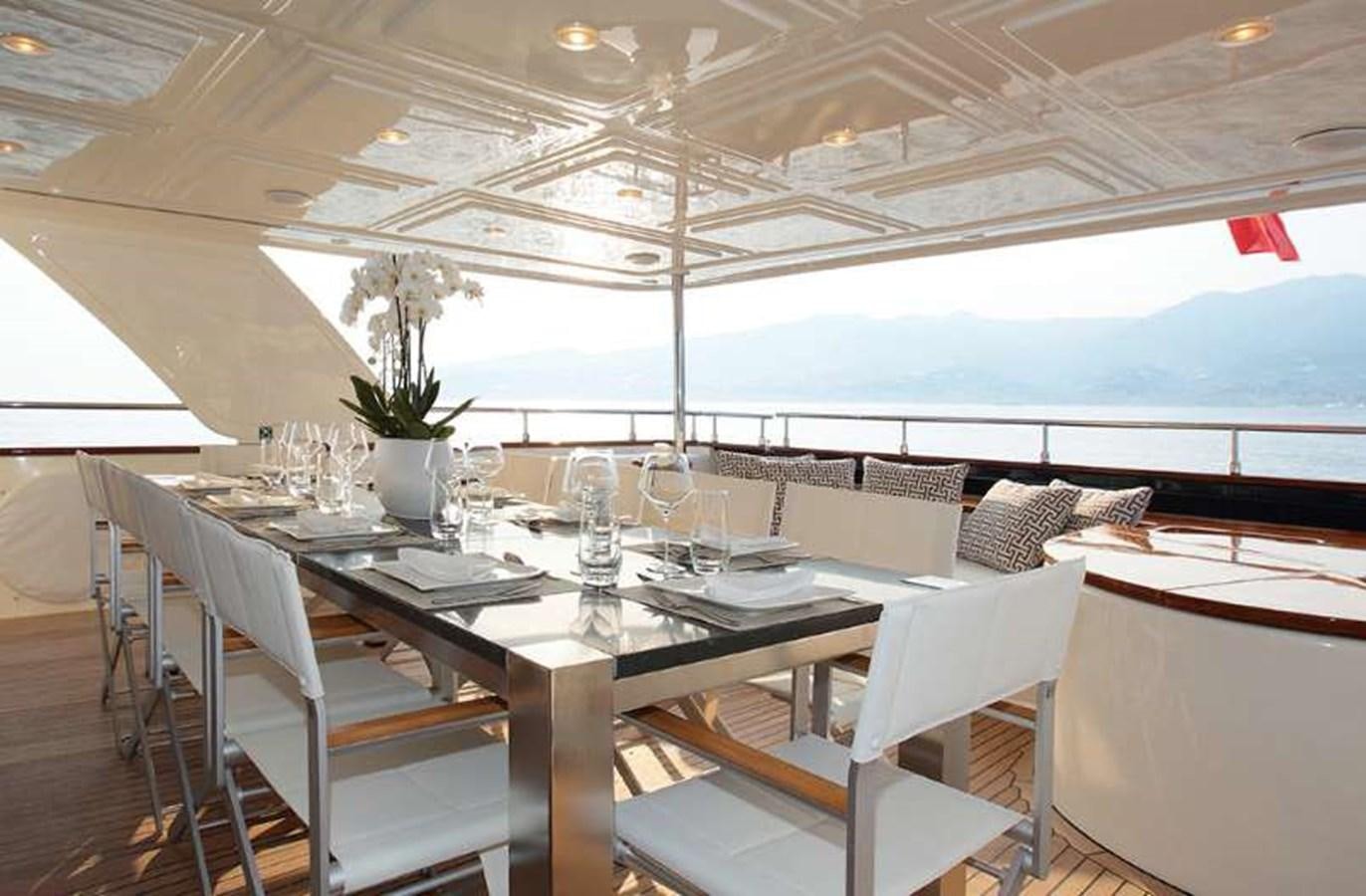 a table set for a dinner aboard LADY SOUL Yacht for Charter