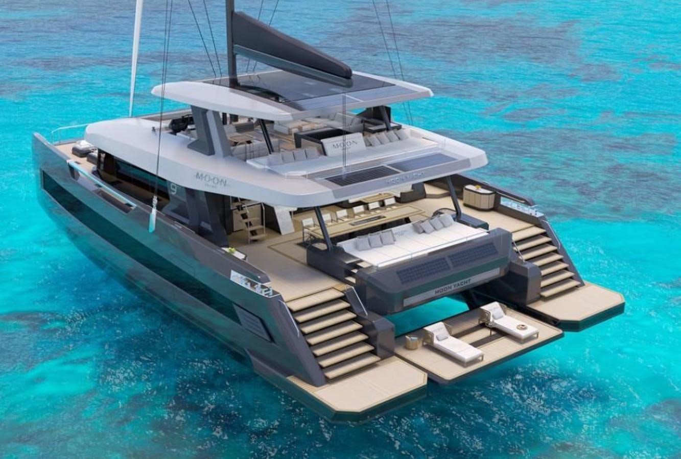 a boat on the water aboard 2025 MOON 90 Yacht for Sale